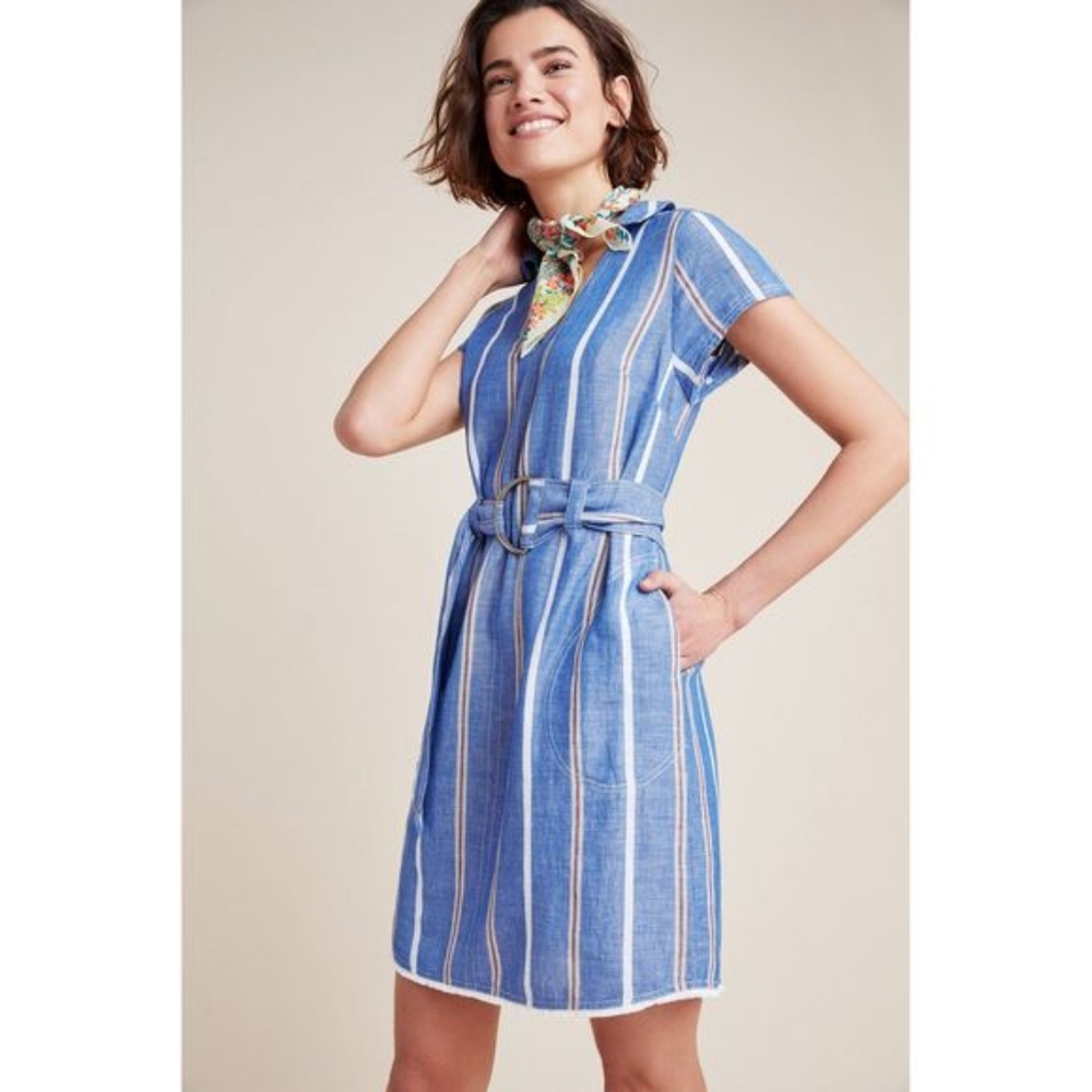 Blue Striped Anthropologie Dress Size 4